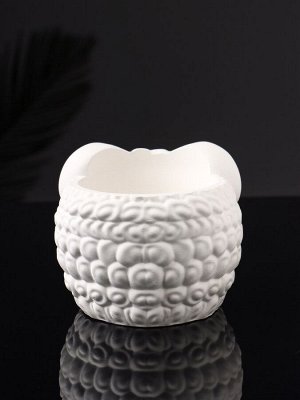 Фигурное кашпо для цветов «Баран», 221 мл, 12x10x7 см, гипс, белое