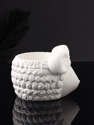 Фигурное кашпо для цветов «Баран», 221 мл, 12x10x7 см, гипс, белое