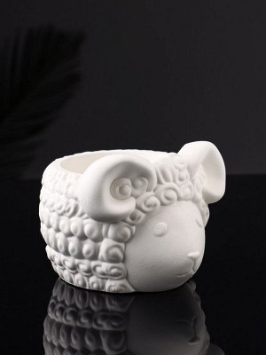 Фигурное кашпо для цветов «Баран», 221 мл, 12x10x7 см, гипс, белое