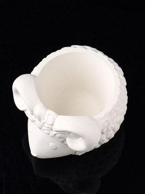 Фигурное кашпо для цветов «Баран», 221 мл, 12x10x7 см, гипс, белое