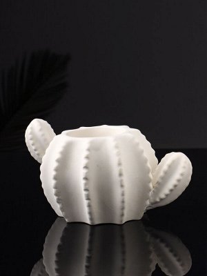 Фигурное кашпо для цветов «Кактус», 103 мл, 15x8x10 см, гипс, белое