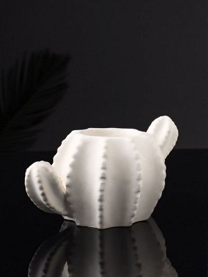 Фигурное кашпо для цветов «Кактус», 103 мл, 15x8x10 см, гипс, белое