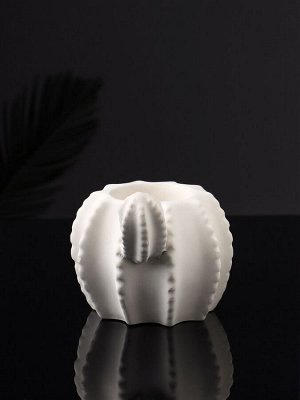 Фигурное кашпо для цветов «Кактус», 103 мл, 15x8x10 см, гипс, белое