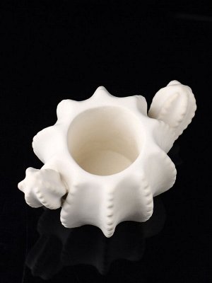 Фигурное кашпо для цветов «Кактус», 103 мл, 15x8x10 см, гипс, белое