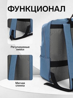 Рюкзак школьный на молнии, FULLDORN, наружный карман, размер 30x17x44 см, голубой