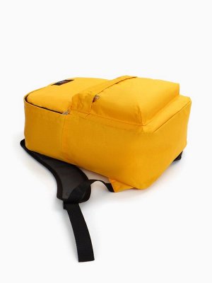 Рюкзак молодёжный на молнии, с карманом, однотонный, размер 29x12x39 см, ярко-жёлтый