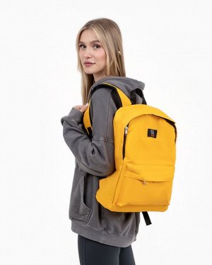 Рюкзак молодёжный на молнии, с карманом, однотонный, размер 29x12x39 см, ярко-жёлтый