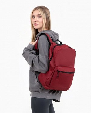 Рюкзак школьный на молнии, с карманами, однотонный, размер 29x14.5x42 см, бордовый