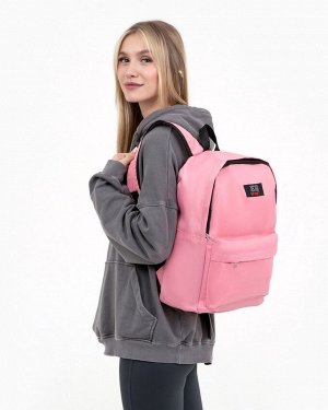 Рюкзак молодёжный на молнии, с карманом, однотонный, размер 29x12x39 см, нежно-розовый