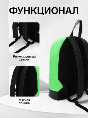 Рюкзак школьный ErichKrause на молнии, с карманом, однотонный, размер 39x12x29 см, зелёный