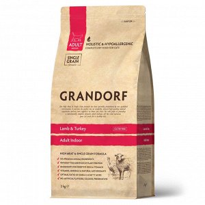 Grandorf для кошек Indoor для домашних Ягненок Индейка 8кг