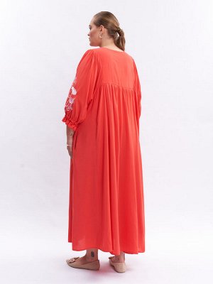 Платье А-силуэта с вышивкой PP29004RED32