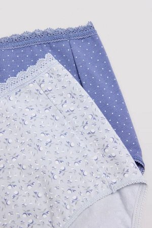 19025 High waist Трусы высокие 2 шт. в упаковке св. Голубой + васильковый