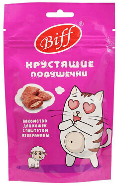 Titbit Лакомство для кошек Biff Хрустящие подушечки с паштетом из баранины 60гр