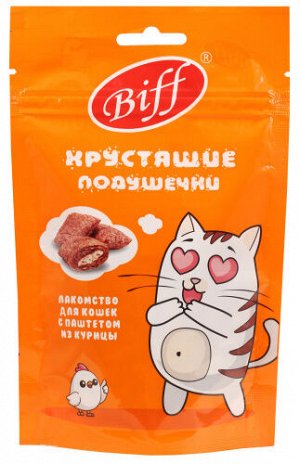 Titbit Лакомство для кошек Biff Хрустящие подушечки с паштетом из курицы 60гр