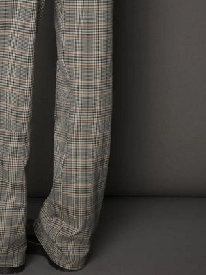 Клетчатые брюки Bootcut legging с накладными карманами
