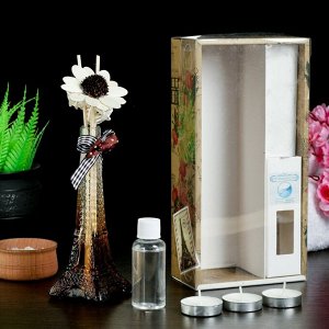 Набор подарочный "Эйфелева башня"(ваза,2 палочки, 3 свечи ,декор,аромамасло 30 мл), океан