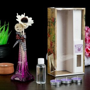 Набор подарочный "Эйфелева башня"(ваза,палочки с декором,свечи, аромамасло), лаванда   435533