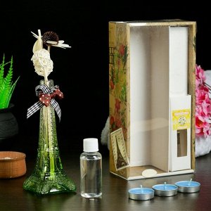 Набор подарочный "Эйфелева башня"(2 палочки, 3 свечи ,декор,аромамасло 30 мл), жасмин 8М