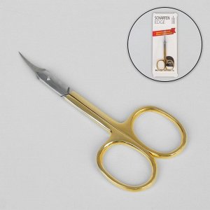 Ножницы маникюрные, для кутикулы, загнутые, узкие, 9,5 см, цвет золотистый/серебристый, CSEC-503-HG-CVD