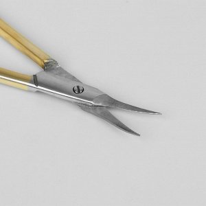 Ножницы маникюрные, для кутикулы, загнутые, узкие, 9,5 см, цвет золотистый/серебристый, CSEC-503-HG-CVD
