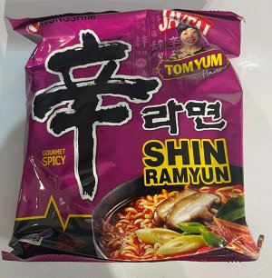 Лапша быстрого приготовления Nongshim Shin Ramyun Том Ям со вкусом лемонграсса, лайма и перца чили, 123 гр, Южная Корея