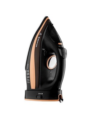 Утюг паровой BRAYER 4010BR, 2400 Вт, керамичекая подошва, 320 мл, беспроводной, коричневый