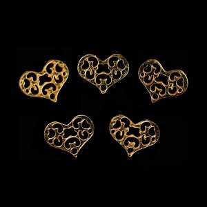 Декоративные элементы «Сердца», 0,5 - 0,3 см, 100 шт, цвет золотистый