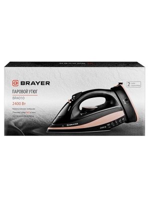 Утюг паровой BRAYER 4010BR, 2400 Вт, керамичекая подошва, 320 мл, беспроводной, коричневый