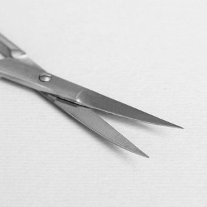 Ножницы маникюрные, для кутикулы, загнутые, узкие, 9,7 см, цвет матовый серебристый, НСС-6D
