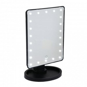 Зеркало Luazon KZ-06, подсветка, 26.5x16x12 см, 4хАА, 22 диода, сенсорная кнопка, черное