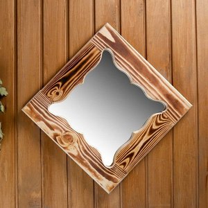 Зеркало резное "Бабочка", сосна, обожжённое, 40x40 см