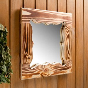 Зеркало резное "Бабочка", сосна, обожжённое, 40x40 см