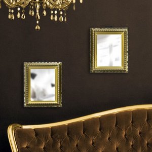 Набор настенных зеркал «Париж», зеркальная поверхность – 14 - 18 см, 2 шт, цвет золотой/чёрный, УЦЕНКА