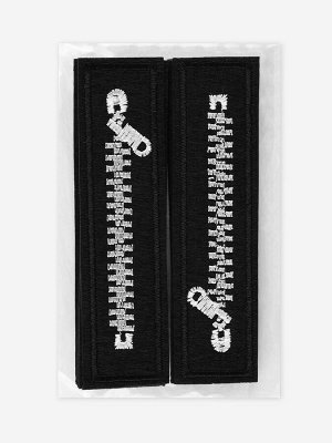 Термоаппликация «Молния», 10x2.5 см, чёрная, белая