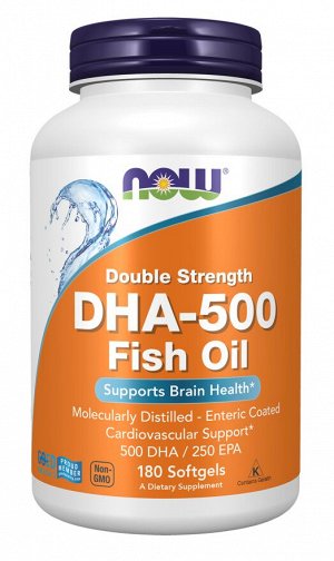 DHA 500 мг, NOW Foods, 180 мягких капсул