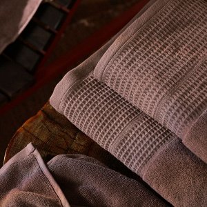 Полотенце махровое SL HOME: Waffle «Софт Мист», 50x90 см, хлопок 100%, коричневое