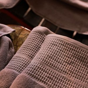 Полотенце махровое SL HOME: Waffle «Софт Мист», 50x90 см, хлопок 100%, коричневое