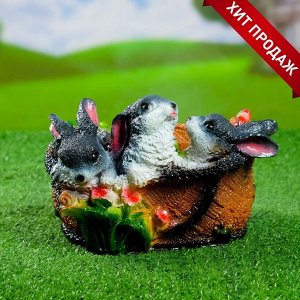 Фигурное кашпо для цветов «Зайцы в лукошке», 20x15x13 см, гипс
