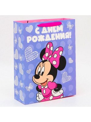 Пакет подарочный «С днём рождения!», 40x31x11.5 см, упаковка, Минни Маус