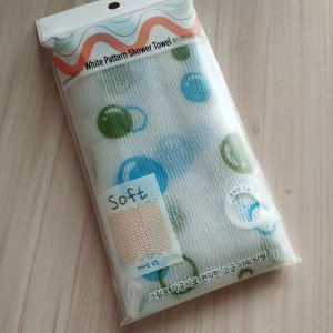 Мочалка для тела с плетением Волна и рисунком White Pattern Beauty Towel (средней жесткости) размер 28*95см