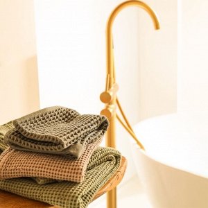 Полотенце вафельное SL HOME: Linen «Олива», 40x70 см, оливковое