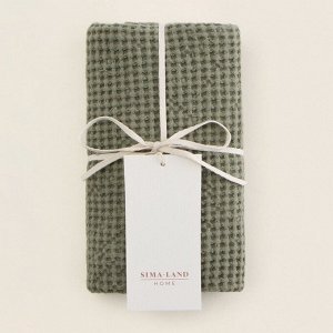 Полотенце вафельное SL HOME: Linen «Олива», 40x70 см, оливковое