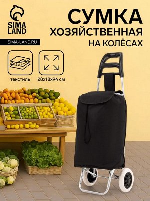 Сумка-тележка хозяйственная на шнуре, цвет чёрный