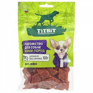 Titbit Лакомство для собак Дольки из мяса кролика для мини пород  100г