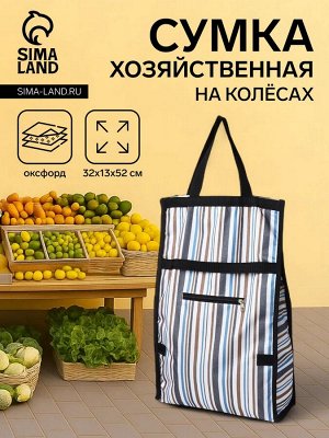 Сумка хозяйственная складная на липучке, 2 колеса, цвет разноцветный