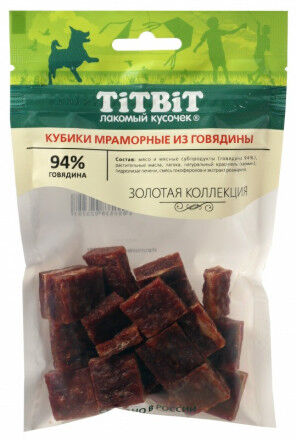 Titbit Лакомство для собак Кубики мраморные из говядины Золотая коллекция 80г