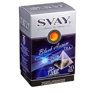 Чай SVAY 'Черный индийский Ассам' 20 пирамидок 1 уп.х 12 шт.