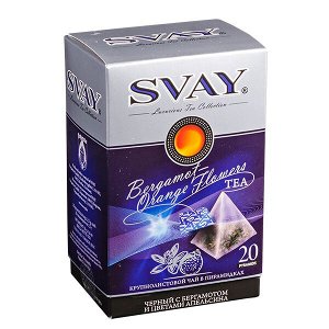 Чай SVAY 'Черный с бергамотом и цветами апельсина' 20 пирамидок 1 уп.х 12 шт.