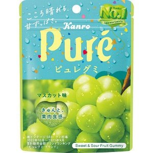 KANRO Pure Gummy - сахарные мармеладные сердечки со вкусом винограда-мускат